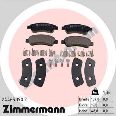 Zimmermann 24465.190.2 - Σετ τακάκια, δισκόφρενα parts5.com