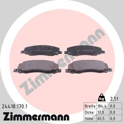 Zimmermann 24418.170.1 - Set placute frana,frana disc parts5.com