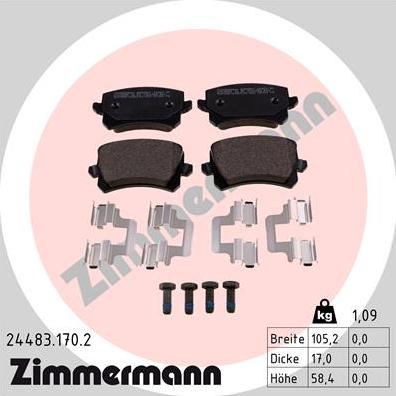 Zimmermann 24483.170.2 - Juego de pastillas de freno parts5.com