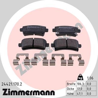 Zimmermann 24421.170.2 - Set placute frana,frana disc parts5.com