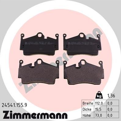 Zimmermann 24541.155.9 - Brake Pad Set, disc brake parts5.com