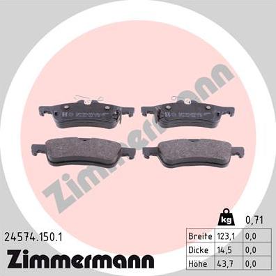 Zimmermann 24574.150.1 - Zestaw klocków hamulcowych, hamulce tarczowe parts5.com