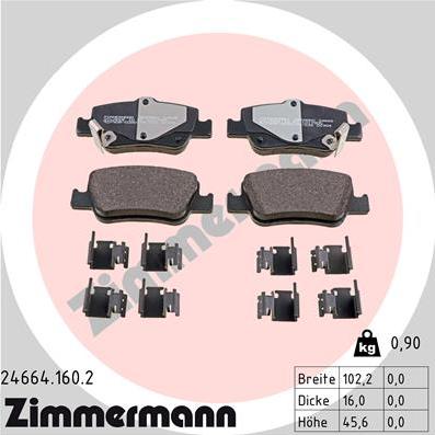 Zimmermann 24664.160.2 - Zestaw klocków hamulcowych, hamulce tarczowe parts5.com