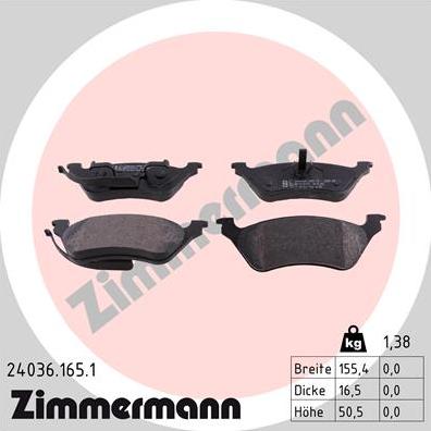 Zimmermann 24036.165.1 - Set placute frana,frana disc parts5.com