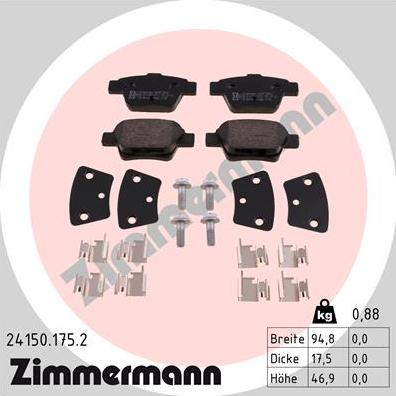 Zimmermann 24150.175.2 - Set placute frana,frana disc parts5.com