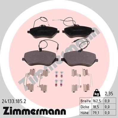 Zimmermann 24133.185.2 - Brake Pad Set, disc brake parts5.com