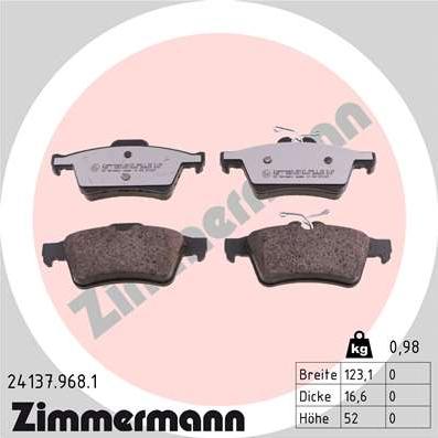 Zimmermann 24137.968.1 - Sada brzdových destiček, kotoučová brzda parts5.com