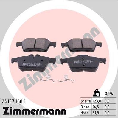 Zimmermann 24137.168.1 - Sada brzdových destiček, kotoučová brzda parts5.com