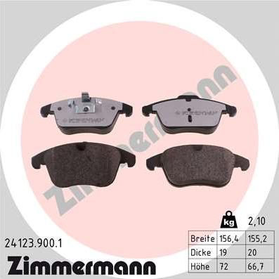 Zimmermann 24123.900.1 - Brake Pad Set, disc brake parts5.com