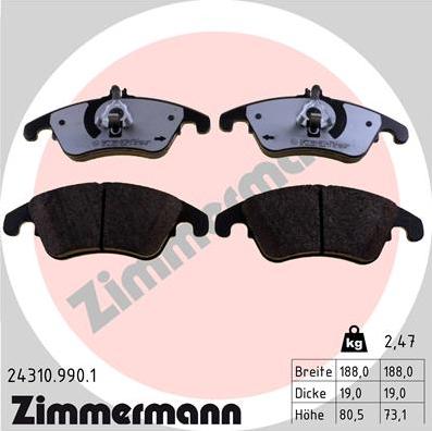 Zimmermann 24310.990.1 - Komplet kočnih obloga, disk kočnica parts5.com