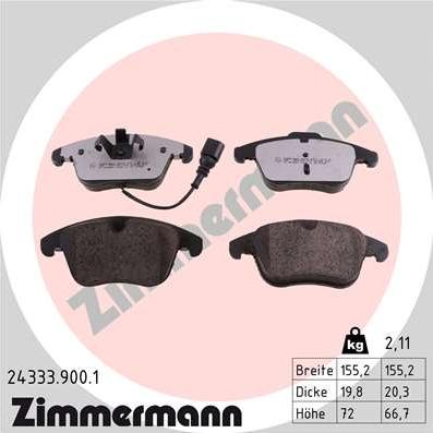 Zimmermann 24333.900.1 - Set placute frana,frana disc parts5.com