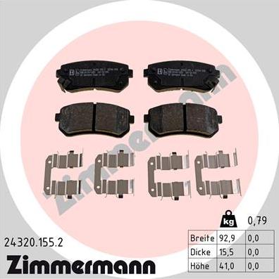 Zimmermann 24320.155.2 - Brake Pad Set, disc brake parts5.com