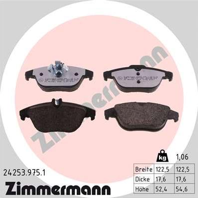 Zimmermann 24253.975.1 - Σετ τακάκια, δισκόφρενα parts5.com