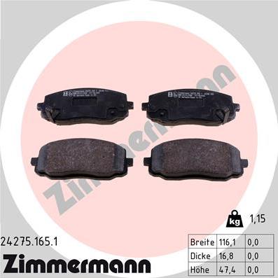 Zimmermann 24275.165.1 - Set placute frana,frana disc parts5.com