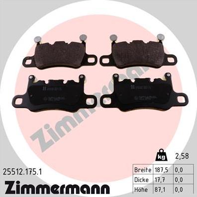 Zimmermann 25512.175.1 - Set placute frana,frana disc parts5.com