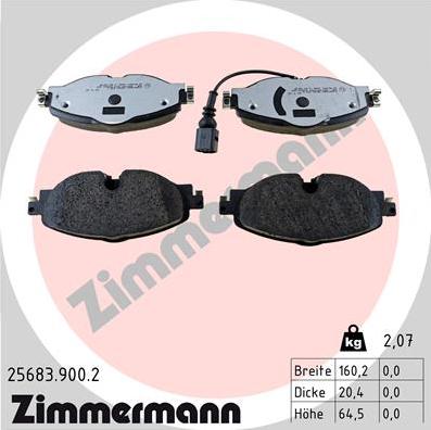 Zimmermann 25683.900.2 - Komplet kočnih obloga, disk kočnica parts5.com