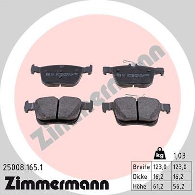 Zimmermann 25008.165.1 - Σετ τακάκια, δισκόφρενα parts5.com