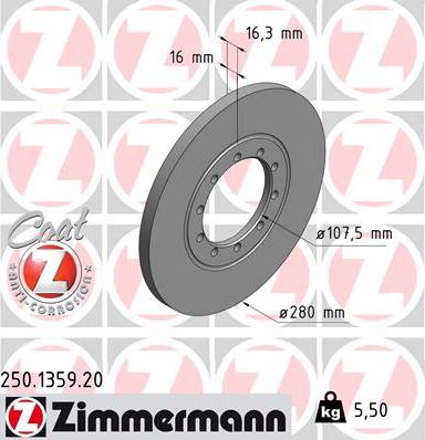 Zimmermann 250.1359.20 - Disque de frein parts5.com