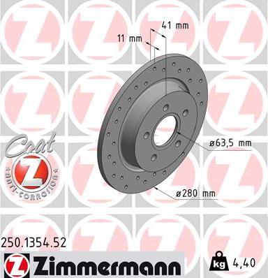 Zimmermann 250.1354.52 - Féktárcsa parts5.com