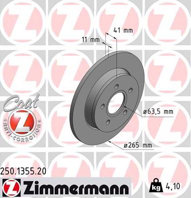 Zimmermann 250.1355.20 - Brake Disc parts5.com