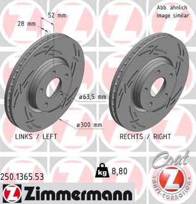 Zimmermann 250.1365.53 - Bremsscheibe parts5.com