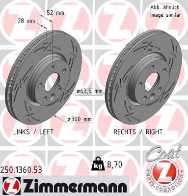 Zimmermann 250.1360.53 - Bremsscheibe parts5.com