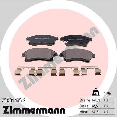 Zimmermann 25031.185.2 - Set placute frana,frana disc parts5.com