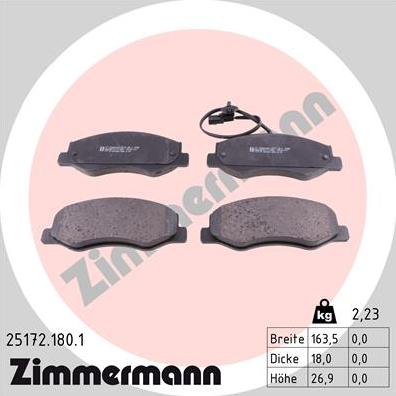 Zimmermann 25172.180.1 - Fren balata seti, diskli fren parts5.com