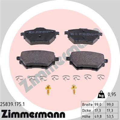 Zimmermann 25839.175.1 - Set placute frana,frana disc parts5.com