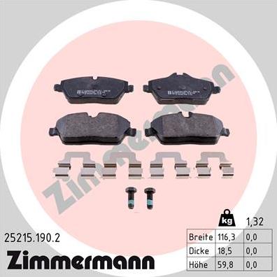 Zimmermann 25215.190.2 - Set placute frana,frana disc parts5.com