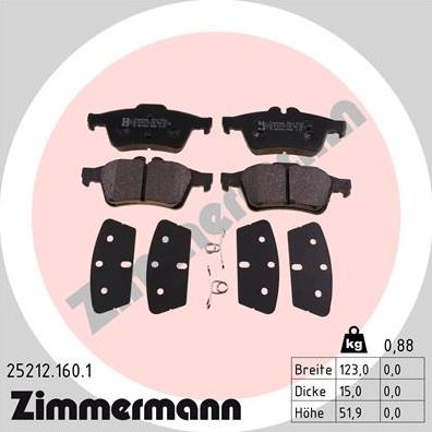 Zimmermann 25212.160.1 - Set placute frana,frana disc parts5.com