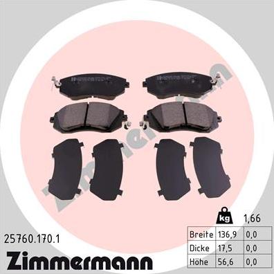 Zimmermann 25760.170.1 - Set placute frana,frana disc parts5.com