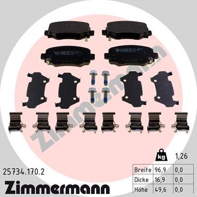 Zimmermann 25734.170.2 - Komplet pločica, disk-kočnica parts5.com