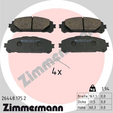 Zimmermann 26448.175.2 - Set placute frana,frana disc parts5.com