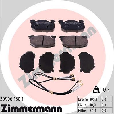 Zimmermann 20906.180.1 - Fren balata seti, diskli fren parts5.com