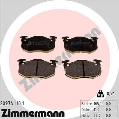 Zimmermann 20974.110.1 - Bremsbelagsatz, Scheibenbremse parts5.com