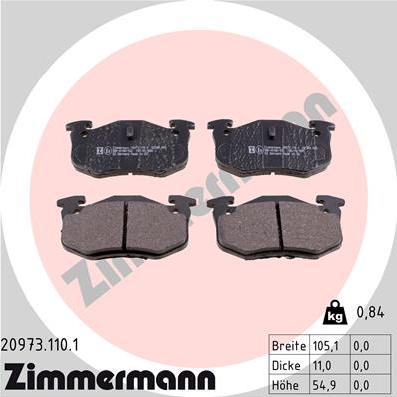 Zimmermann 20973.110.1 - Juego de pastillas de freno parts5.com