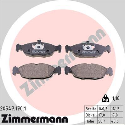 Zimmermann 20547.170.1 - Set placute frana,frana disc parts5.com