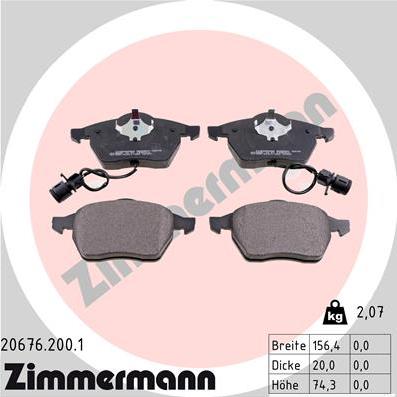 Zimmermann 20676.200.1 - Σετ τακάκια, δισκόφρενα parts5.com