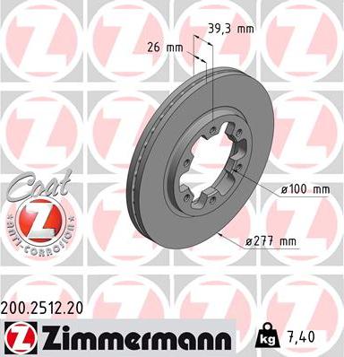 Zimmermann 200.2512.20 - Brake Disc parts5.com