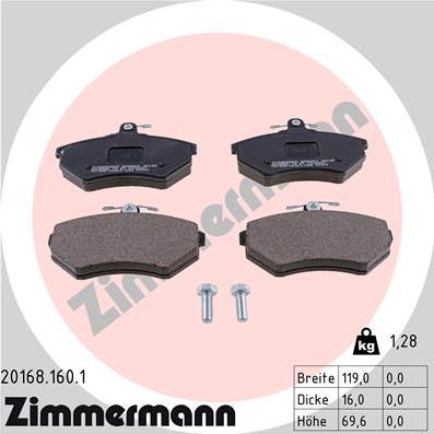 Zimmermann 20168.160.1 - Juego de pastillas de freno parts5.com