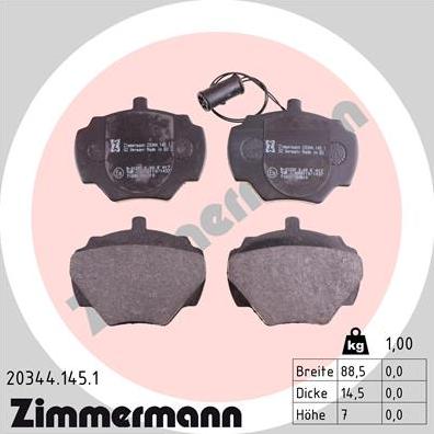 Zimmermann 20344.145.1 - Set placute frana,frana disc parts5.com