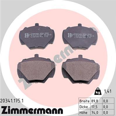 Zimmermann 20341.175.1 - Set placute frana,frana disc parts5.com