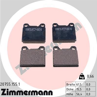 Zimmermann 20755.155.1 - Brake Pad Set, disc brake parts5.com