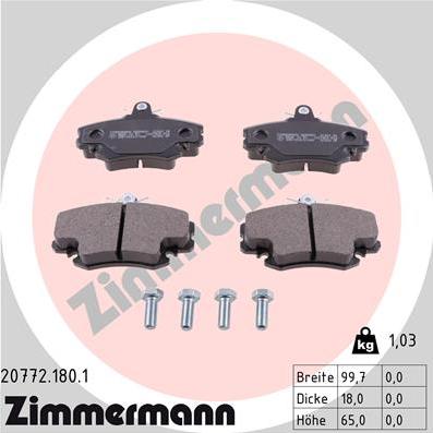 Zimmermann 20772.180.1 - Juego de pastillas de freno parts5.com