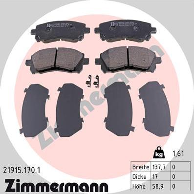 Zimmermann 21915.170.1 - Set placute frana,frana disc parts5.com