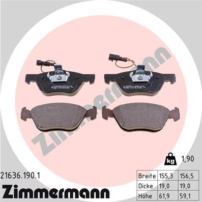 Zimmermann 21636.190.1 - Set placute frana,frana disc parts5.com