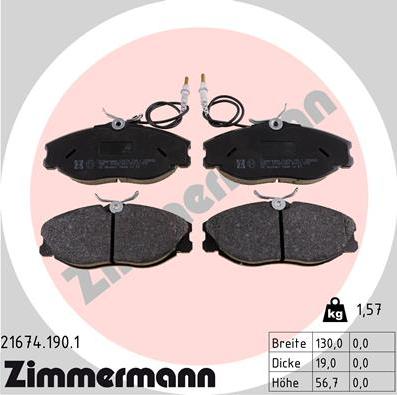 Zimmermann 21674.190.1 - Brake Pad Set, disc brake parts5.com