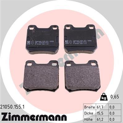 Zimmermann 21050.155.1 - Σετ τακάκια, δισκόφρενα parts5.com