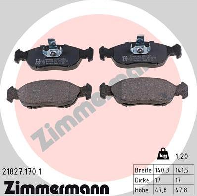 Zimmermann 21827.170.1 - Komplet kočnih obloga, disk kočnica parts5.com